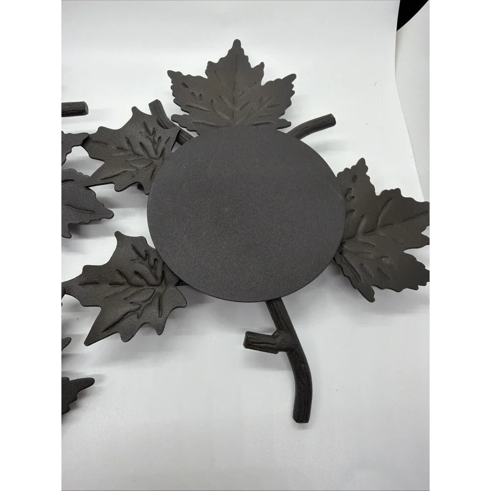 Vintage Longaberger Black Wrought Iron Maple Leaf Candle Stands/ Trivets- 2pcs